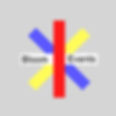 A colorful, abstract logo featuring a large blue, yellow, red and white star shape. The white horizontal bar has the text “Bloom Events” on it.