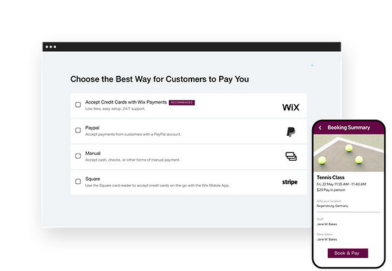 Image of payment providers you can use with your Wix Bookings website.
